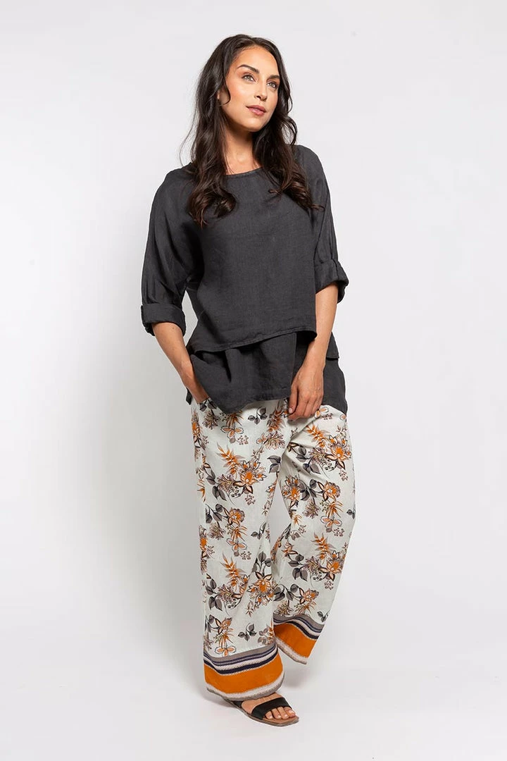 Quest Shoes & Clothing MADE IN ITALY Ladies Woven 3/4 Sleeve Top 21000Q