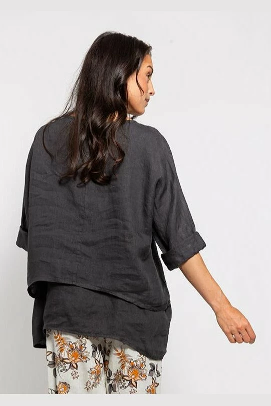 Quest Shoes & Clothing MADE IN ITALY Ladies Woven 3/4 Sleeve Top 21000Q