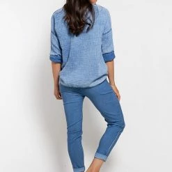 Quest Shoes & Clothing MADE IN ITALY Woven L/S Top 8256Q