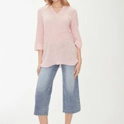 Quest Shoes & Clothing Tops FDJ Crinkled Stripe Tunic Blouse 1618390