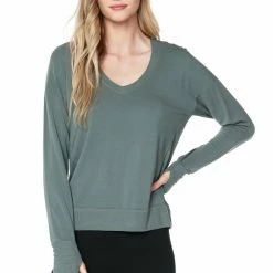 Quest Shoes & Clothing Tops BOBI Rib Inset V-Neck Sweatshirt 54B-30560