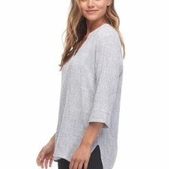 Quest Shoes & Clothing Tops FDJ Crinkled Stripe Tunic Blouse 1618390