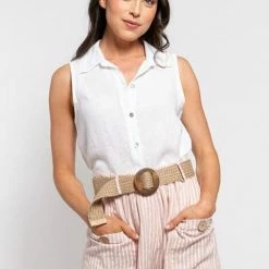 Quest Shoes & Clothing MADE IN ITALY Ladies Woven Sleeveless Shirt 9163Q