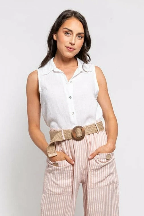 Quest Shoes & Clothing MADE IN ITALY Ladies Woven Sleeveless Shirt 9163Q