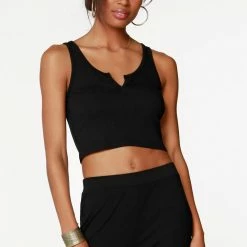 Quest Shoes & Clothing Tops BOBI Split Neck Cropped Tank. 57B-43622