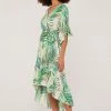Quest Shoes & Clothing Sale Clothing APRICOT Tropical Leaf Ruffle Sleeve Midi Dress 592360