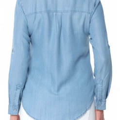 Quest Shoes & Clothing LIVERPOOL Rolled Sleeve Button Front Denim Shirt