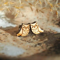 Quest Shoes & Clothing UGLY BUNNY Owl Stud Earring