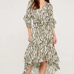 Quest Shoes & Clothing APRICOT Zebra Stripe Cream Dress 553477 Sale Clothing