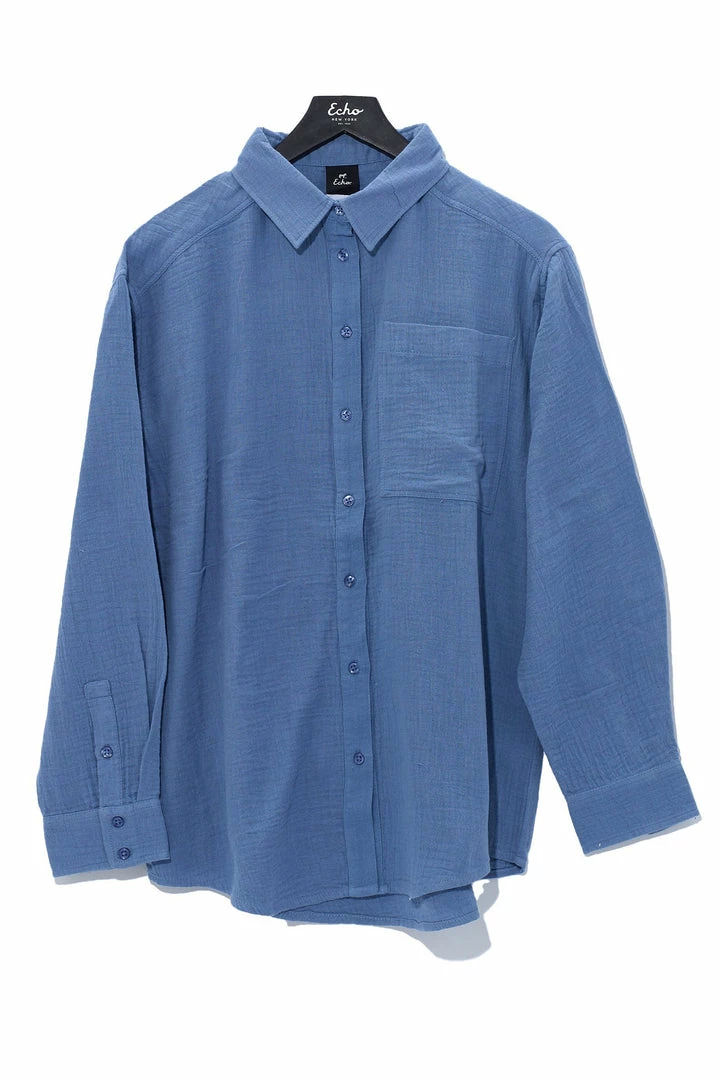 Quest Shoes & Clothing ECHO Double Gauze Boyfriend Shirt EB0231 Sale Clothing