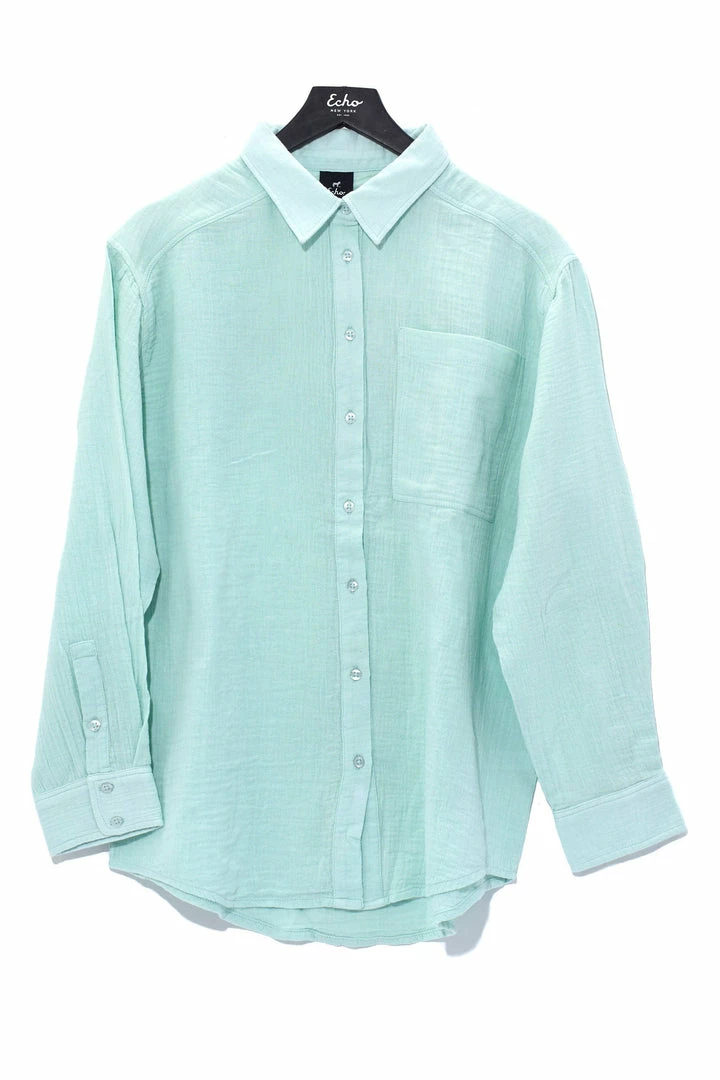 Quest Shoes & Clothing ECHO Double Gauze Boyfriend Shirt EB0231 Sale Clothing